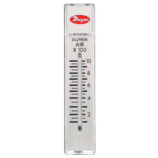 Flowmeter, range 100-1000 cc/min air, no valve.